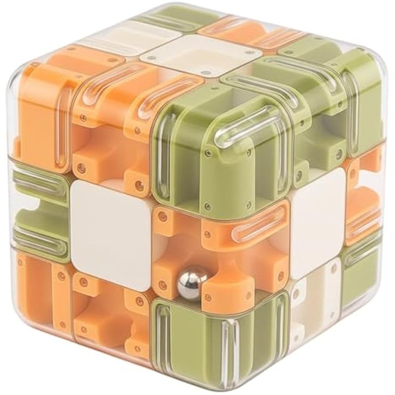 مكعب متاهة بازل ثلاثي الابعاد، متاهة جاذبية للاطفال من سن 14 سنة فما فوق والكبار، لعبة تحفيز الدماغ الممتعة لتحسين الوعي المكاني والمهارات المعرفية، لعبة تعليمية برتقالية لتطوير التفكير المنطقي - Image 1